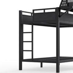 Bellemave® Metal Bunk Bed with Storage Shelves & Pegboard, Bunk Bed Frame with USB Ports & LED Lights for Teens and Adults - Bellemave