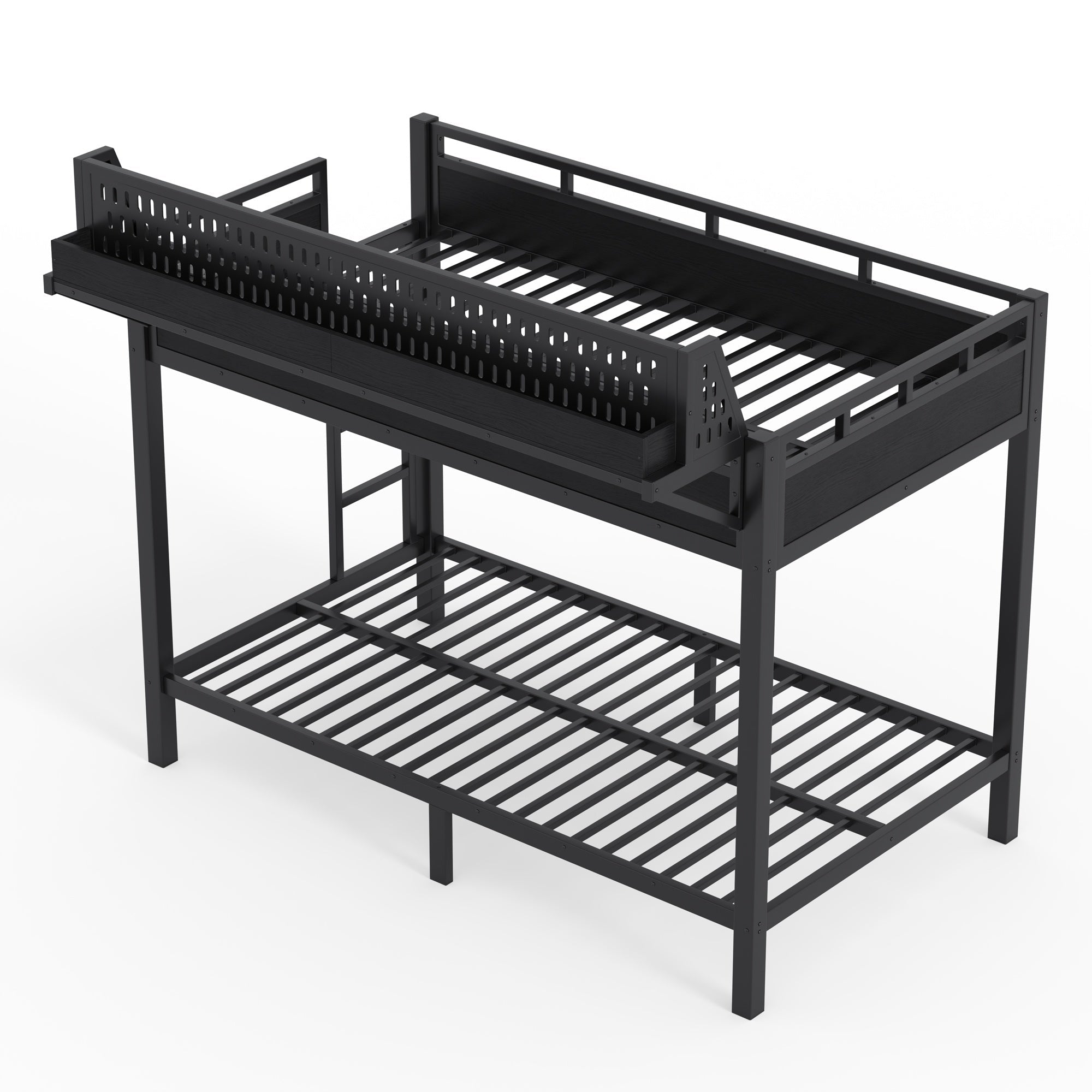 Bellemave® Metal Bunk Bed with Storage Shelves & Pegboard, Bunk Bed Frame with USB Ports & LED Lights for Teens and Adults - Bellemave