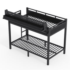 Bellemave® Metal Bunk Bed with Storage Shelves & Pegboard, Bunk Bed Frame with USB Ports & LED Lights for Teens and Adults - Bellemave