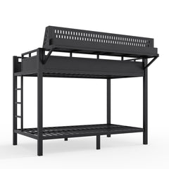 Bellemave® Metal Bunk Bed with Storage Shelves & Pegboard, Bunk Bed Frame with USB Ports & LED Lights for Teens and Adults - Bellemave