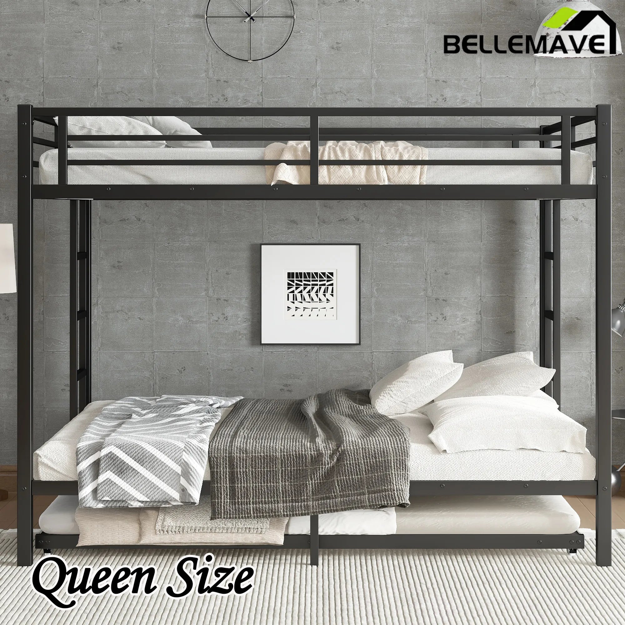 Bellemave® Metal Bunk Bed with Twin Size Trundle - Bellemave