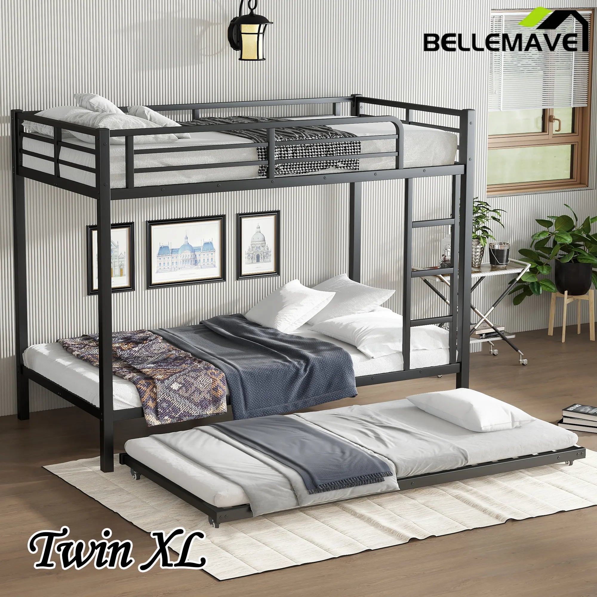 Bellemave® Metal Bunk Bed with Twin Size Trundle - Bellemave