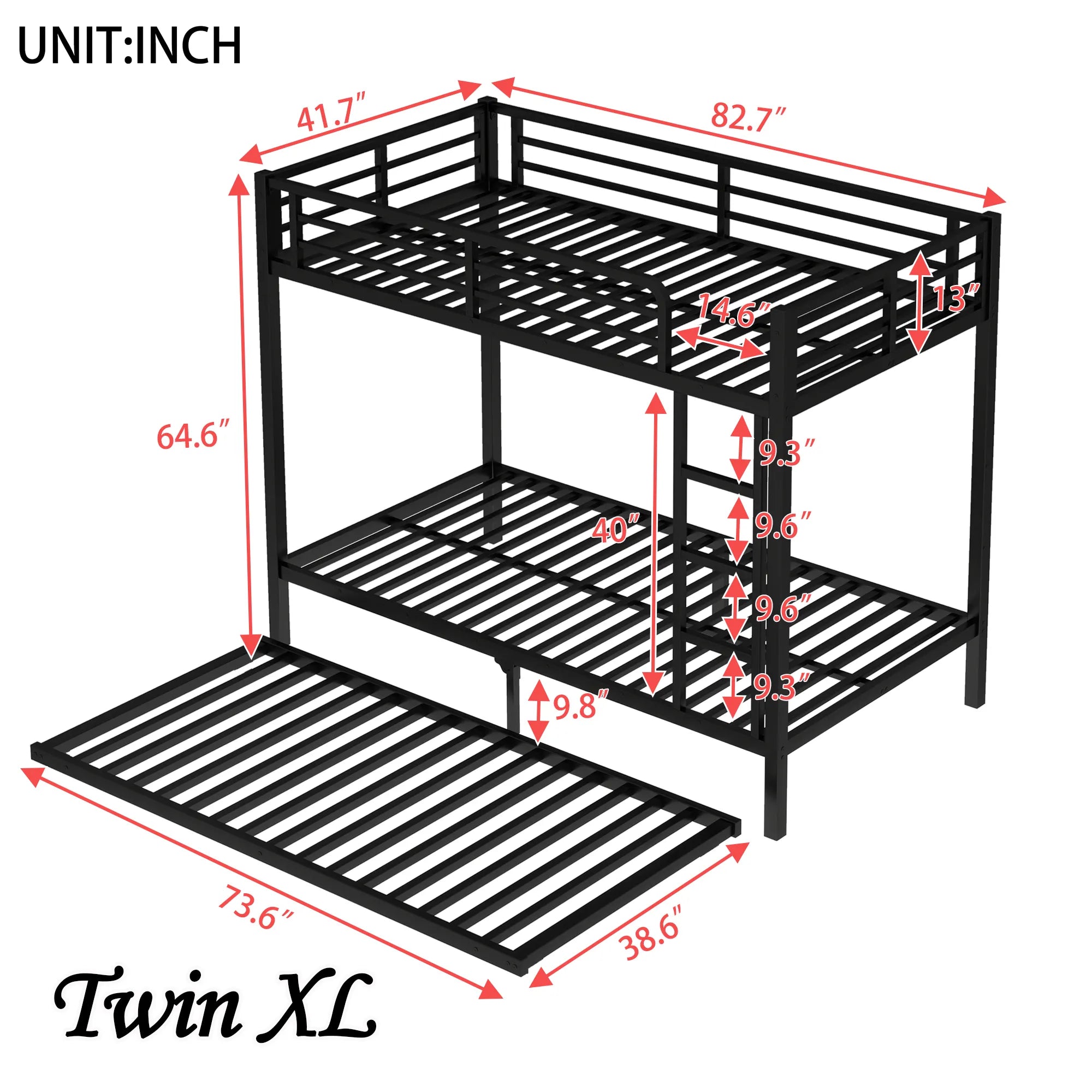 Bellemave® Metal Bunk Bed with Twin Size Trundle - Bellemave