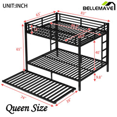 Bellemave® Metal Bunk Bed with Twin Size Trundle - Bellemave