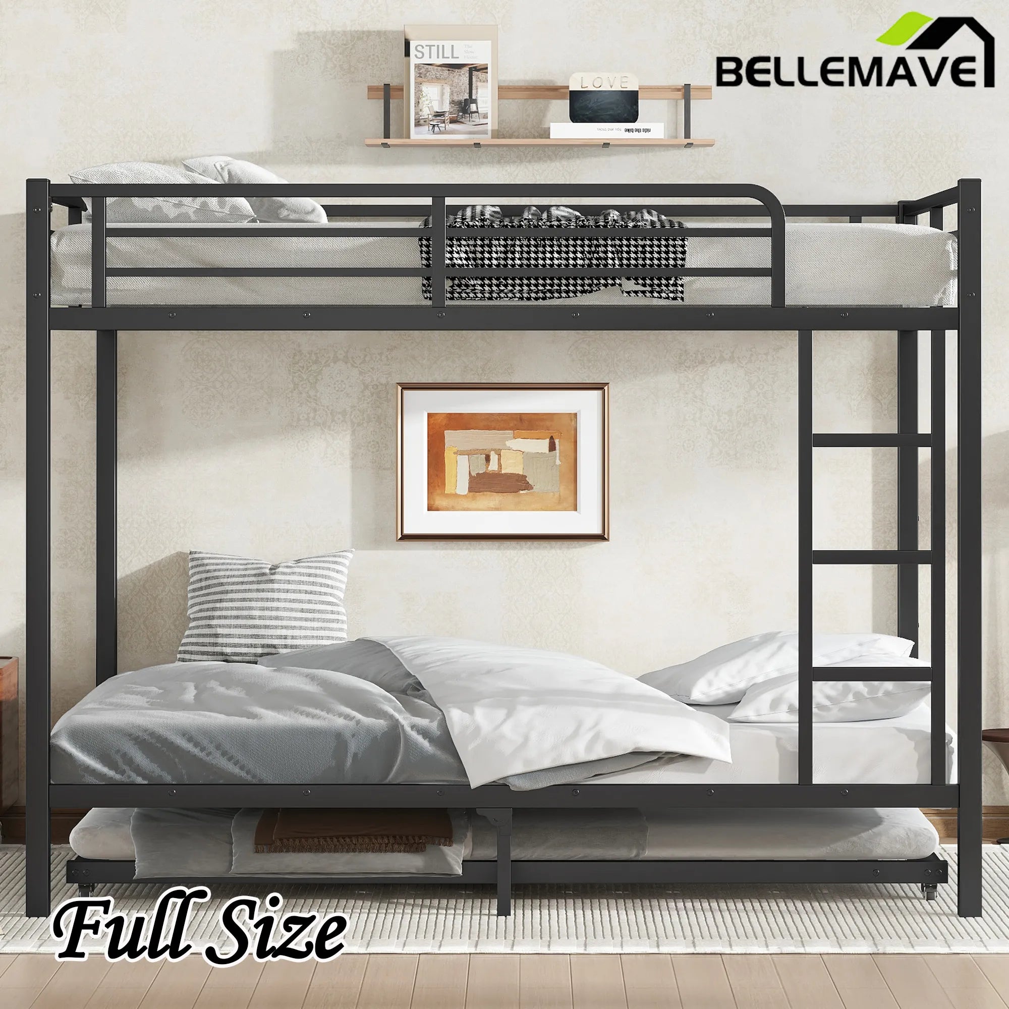 Bellemave® Metal Bunk Bed with Twin Size Trundle - Bellemave