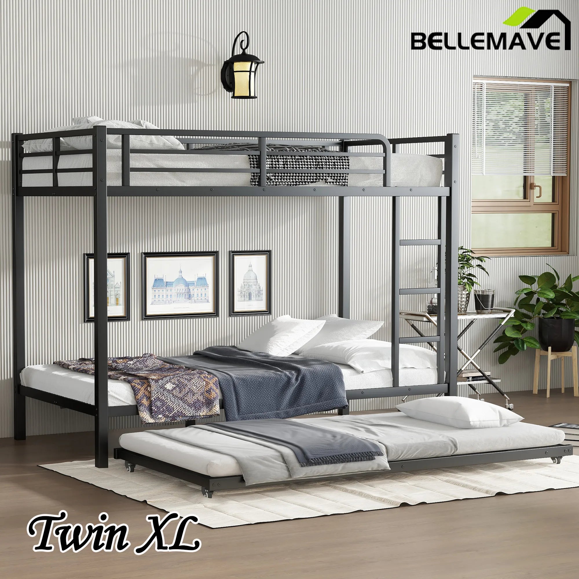 Bellemave® Metal Bunk Bed with Twin Size Trundle - Bellemave