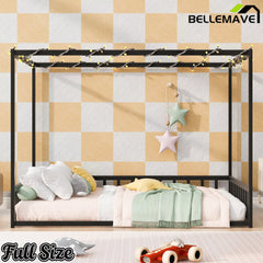 Bellemave® Metal Canopy Floor Bed with Guardrails - Bellemave