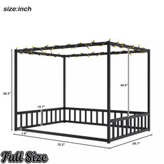 Bellemave® Metal Canopy Floor Bed with Guardrails - Bellemave