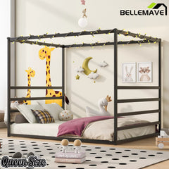 Bellemave® Metal Canopy Floor Bed with Guardrails - Bellemave