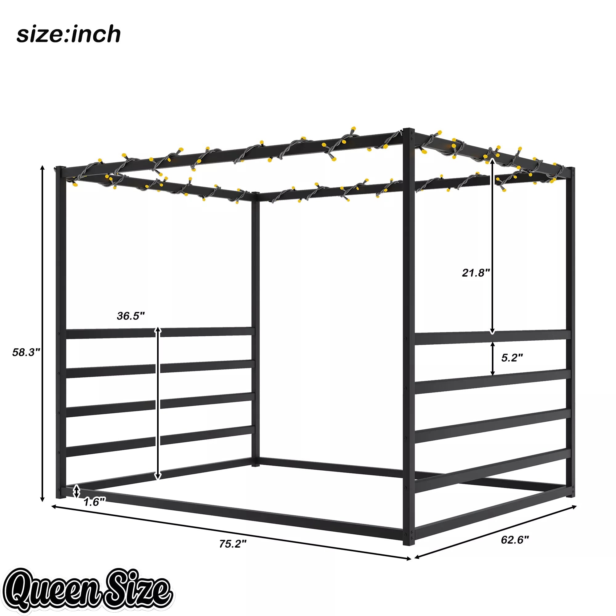 Bellemave® Metal Canopy Floor Bed with Guardrails - Bellemave