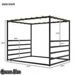 Bellemave® Metal Canopy Floor Bed with Guardrails - Bellemave