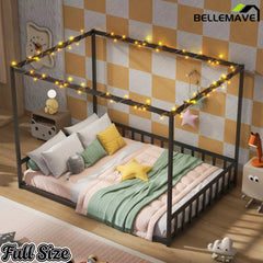 Bellemave® Metal Canopy Floor Bed with Guardrails - Bellemave