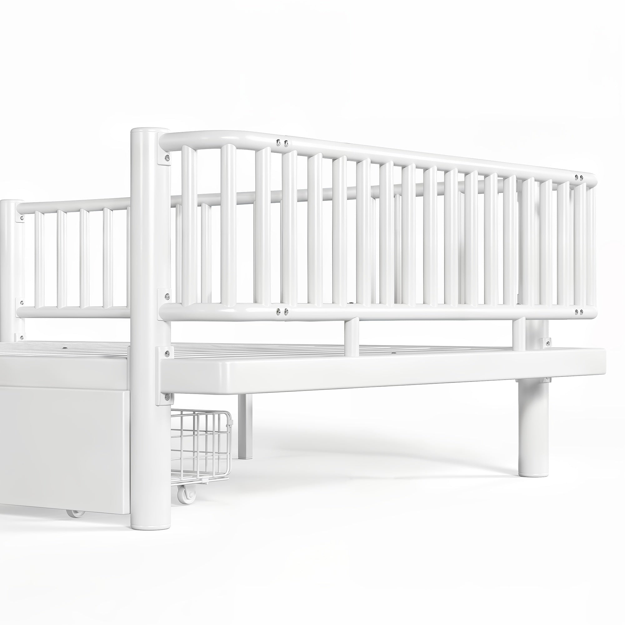 Bellemave® Metal Daybed Frame with Storage Drawers & Detachable Fence, Can be Transformed into Platform Bed with Upgraded Safety Round - Pipe Design - Bellemave