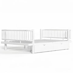 Bellemave® Metal Daybed Frame with Storage Drawers & Detachable Fence, Can be Transformed into Platform Bed with Upgraded Safety Round - Pipe Design - Bellemave