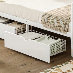 Bellemave® Metal Daybed Frame with Storage Drawers & Detachable Fence, Can be Transformed into Platform Bed with Upgraded Safety Round - Pipe Design - Bellemave