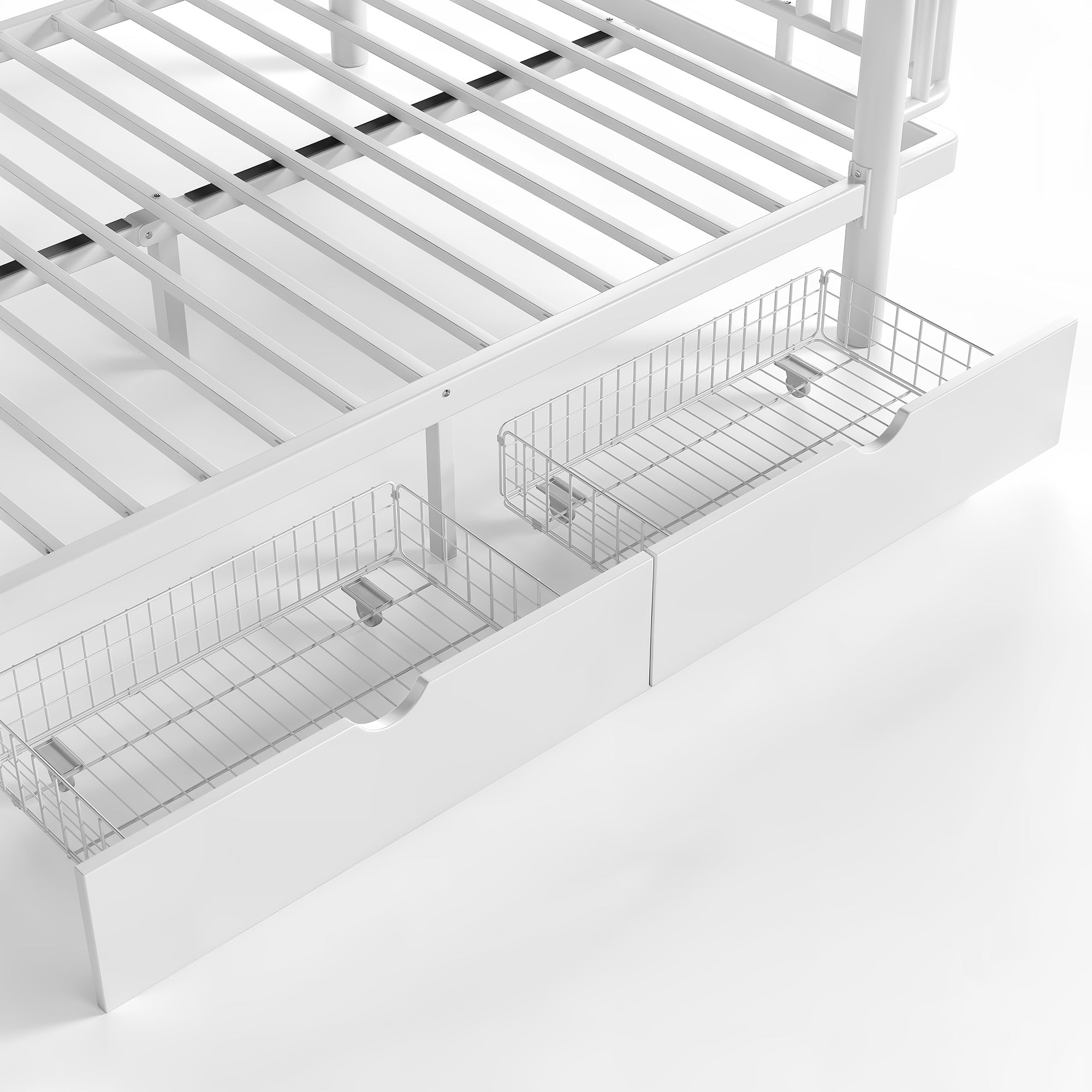 Bellemave® Metal Daybed Frame with Storage Drawers & Detachable Fence, Can be Transformed into Platform Bed with Upgraded Safety Round - Pipe Design - Bellemave