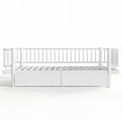 Bellemave® Metal Daybed Frame with Storage Drawers & Detachable Fence, Can be Transformed into Platform Bed with Upgraded Safety Round - Pipe Design - Bellemave