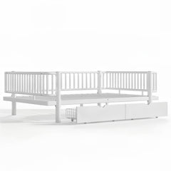 Bellemave® Metal Daybed Frame with Storage Drawers & Detachable Fence, Can be Transformed into Platform Bed with Upgraded Safety Round - Pipe Design - Bellemave