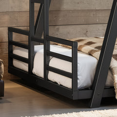 Bellemave® Metal Floor Bunk Bed Frame for Kids/Adults,Heavy Duty Kids Bunk Beds with 2 Side Ladders & Special Support Leg,Noise Reduced Structure,Low Profile,Black - Bellemave