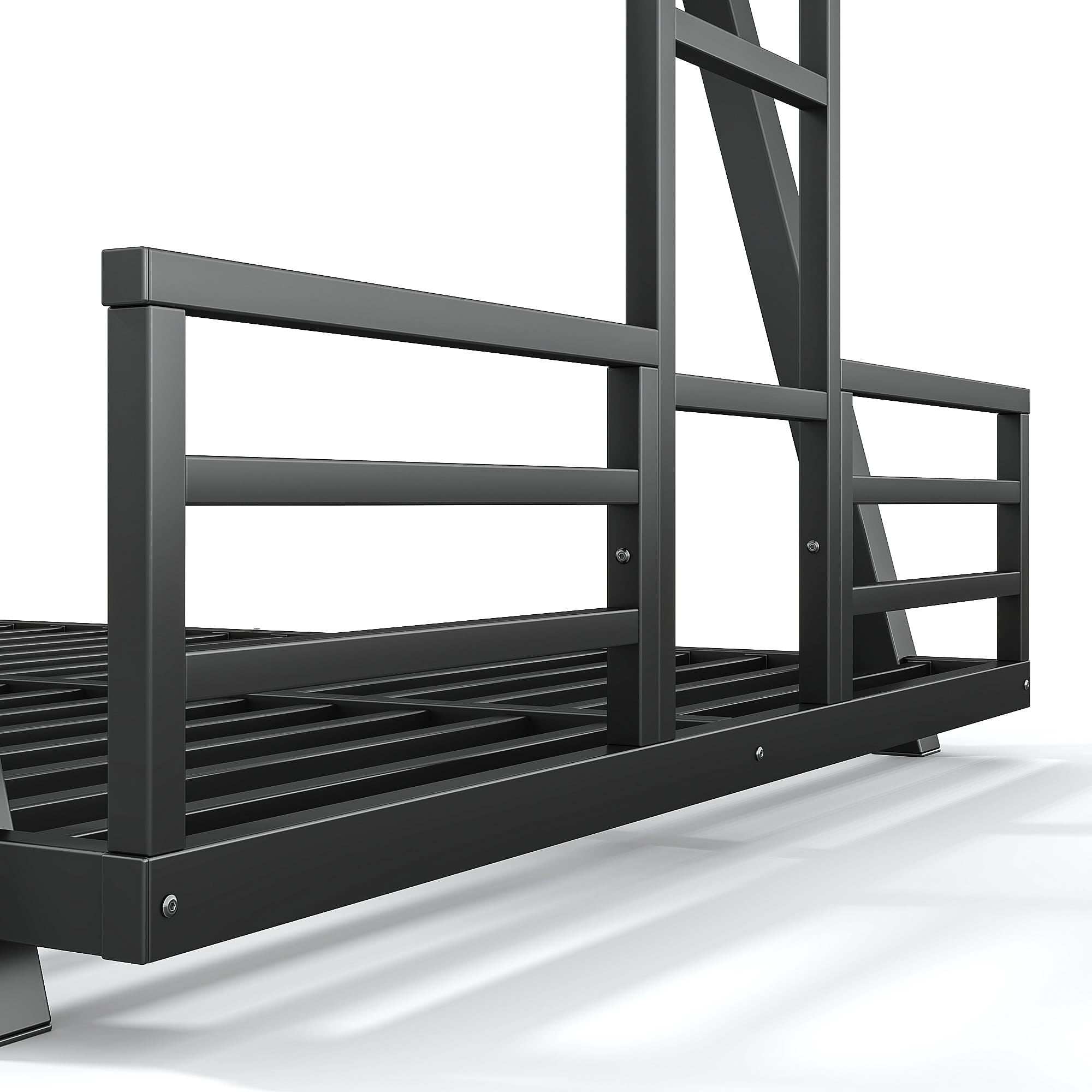 Bellemave® Metal Floor Bunk Bed Frame for Kids/Adults,Heavy Duty Kids Bunk Beds with 2 Side Ladders & Special Support Leg,Noise Reduced Structure,Low Profile,Black - Bellemave