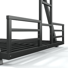Bellemave® Metal Floor Bunk Bed Frame for Kids/Adults,Heavy Duty Kids Bunk Beds with 2 Side Ladders & Special Support Leg,Noise Reduced Structure,Low Profile,Black - Bellemave