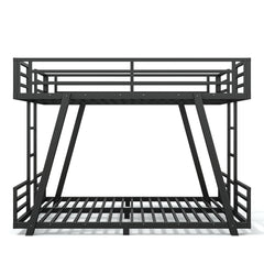 Bellemave® Metal Floor Bunk Bed Frame for Kids/Adults,Heavy Duty Kids Bunk Beds with 2 Side Ladders & Special Support Leg,Noise Reduced Structure,Low Profile,Black - Bellemave