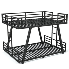 Bellemave® Metal Floor Bunk Bed Frame for Kids/Adults,Heavy Duty Kids Bunk Beds with 2 Side Ladders & Special Support Leg,Noise Reduced Structure,Low Profile,Black - Bellemave