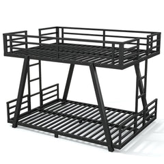 Bellemave® Metal Floor Bunk Bed Frame for Kids/Adults,Heavy Duty Kids Bunk Beds with 2 Side Ladders & Special Support Leg,Noise Reduced Structure,Low Profile,Black - Bellemave