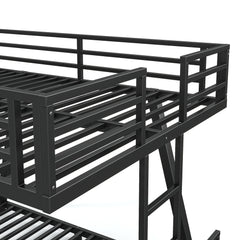 Bellemave® Metal Floor Bunk Bed Frame for Kids/Adults,Heavy Duty Kids Bunk Beds with 2 Side Ladders & Special Support Leg,Noise Reduced Structure,Low Profile,Black - Bellemave