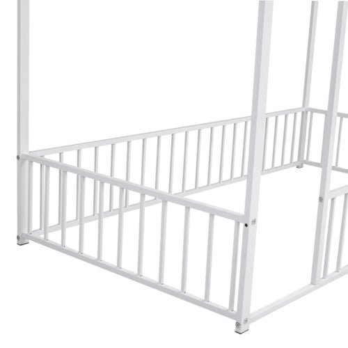 Bellemave® Metal Floor House Bed with Fence - Bellemave
