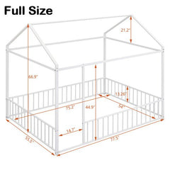 Bellemave® Metal Floor House Bed with Fence - Bellemave