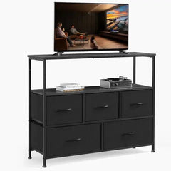 Bellemave® Metal Frame And Wood Top Drawers Dresser Chest With 5 Fabric Drawers - Bellemave
