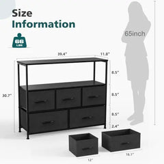 Bellemave® Metal Frame And Wood Top Drawers Dresser Chest With 5 Fabric Drawers - Bellemave