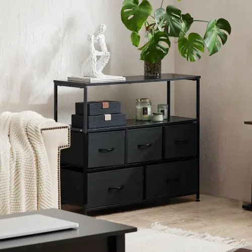 Bellemave® Metal Frame And Wood Top Drawers Dresser Chest With 5 Fabric Drawers - Bellemave