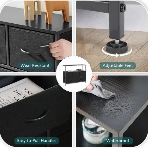 Bellemave® Metal Frame And Wood Top Drawers Dresser Chest With 5 Fabric Drawers - Bellemave