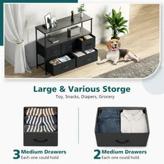 Bellemave® Metal Frame And Wood Top Drawers Dresser Chest With 5 Fabric Drawers - Bellemave