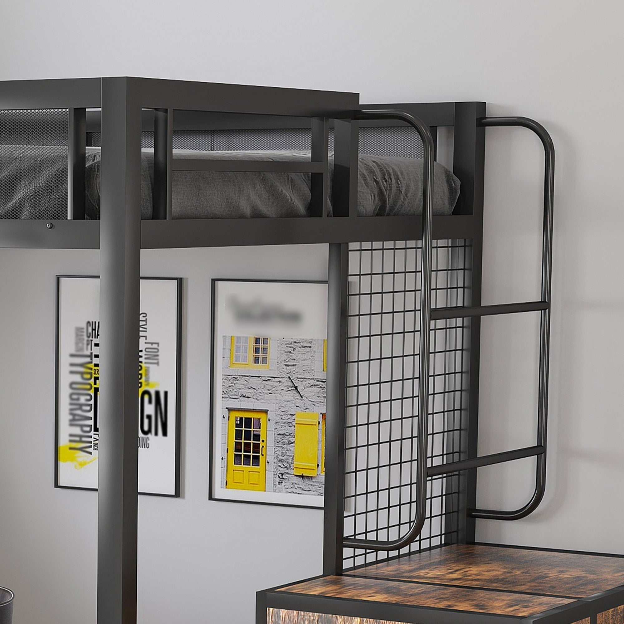 Bellemave® Metal Full Loft Bed with Staircase, Desk, USB Charging, Wardrobe and Storage Drawers & Shelves for Adults, Kids, Teens - Bellemave