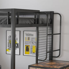 Bellemave® Metal Full Loft Bed with Staircase, Desk, USB Charging, Wardrobe and Storage Drawers & Shelves for Adults, Kids, Teens - Bellemave