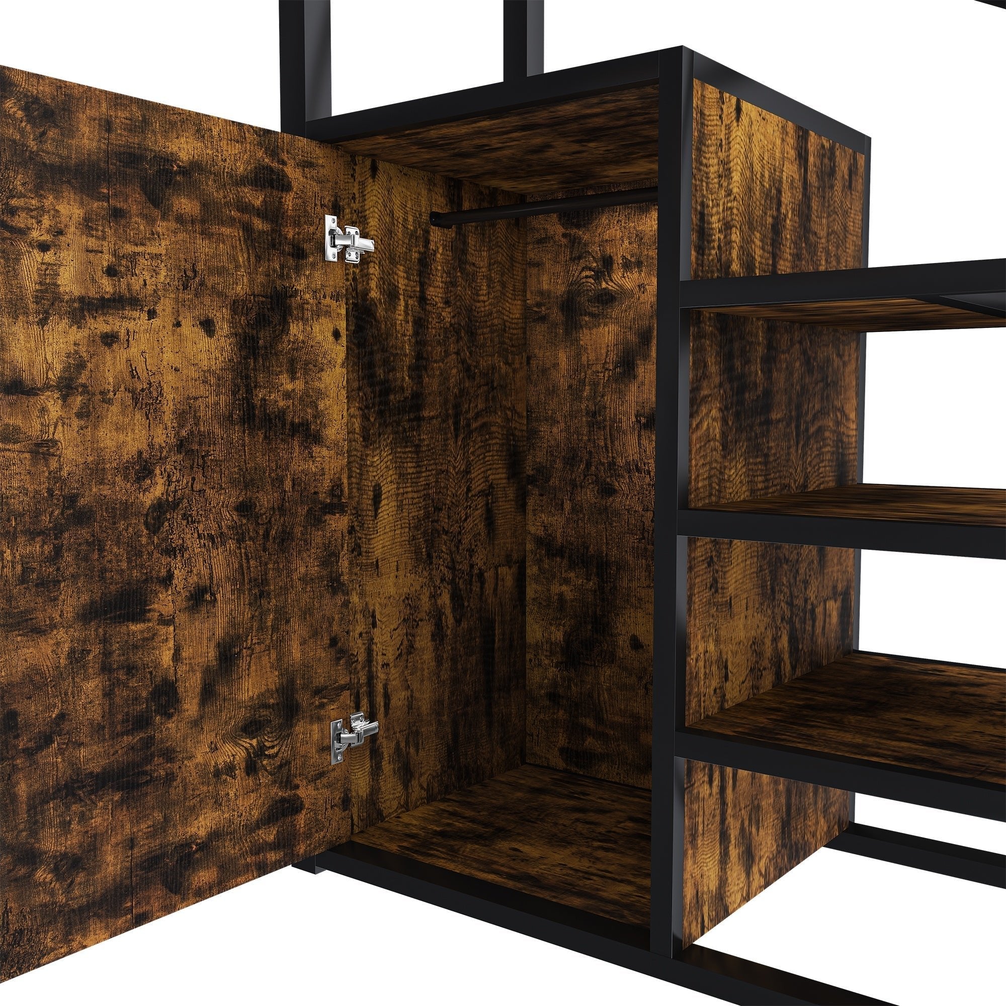 Bellemave® Metal Full Loft Bed with Staircase, Desk, USB Charging, Wardrobe and Storage Drawers & Shelves for Adults, Kids, Teens - Bellemave