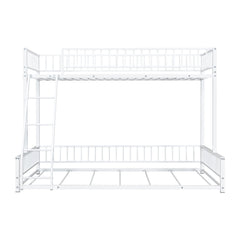 Bellemave® Metal Full XL Over Queen Floor bunk Bed with Ladder & Safety Guardrails, White - Bellemave