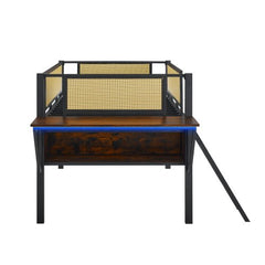 Bellemave® Metal Gaming Low Loft Bed with Desk and LED Lights - Bellemave