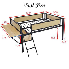 Bellemave® Metal Gaming Low Loft Bed with Desk and LED Lights - Bellemave