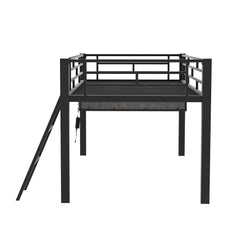 Bellemave® Metal Gaming Low Loft Bed with Desk, LED - Bellemave