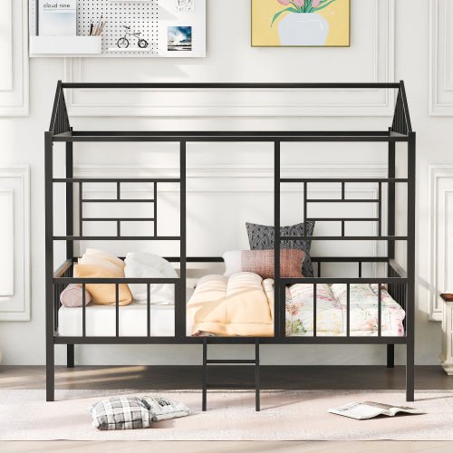 Bellemave® Metal House Bed with Ladder - Bellemave