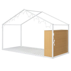 Bellemave® Metal House Bed with Shelves and Lights - Bellemave