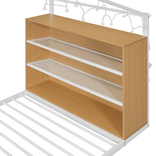 Bellemave® Metal House Bed with Shelves and Lights - Bellemave