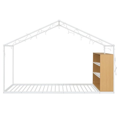 Bellemave® Metal House Bed with Shelves and Lights - Bellemave