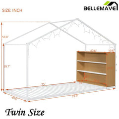 Bellemave® Metal House Bed with Shelves and Lights - Bellemave