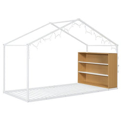 Bellemave® Metal House Bed with Shelves and Lights - Bellemave