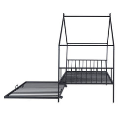 Bellemave® Metal House Bed with Twin Size Trundle Bed - Bellemave